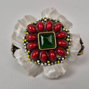 Gucci Enamel Flower Multi-Finger Cocktail Ring Size Medium
